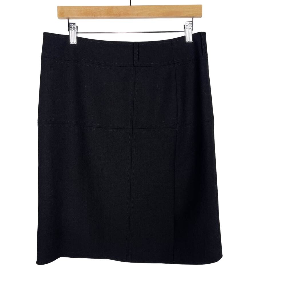 Tory Burch Size 8 Black Wool Stretch Pencil Skirt Seamed Detail Straight Fit